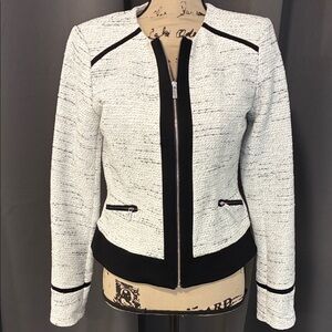 Calvin Klein Textured Black and White Blazer